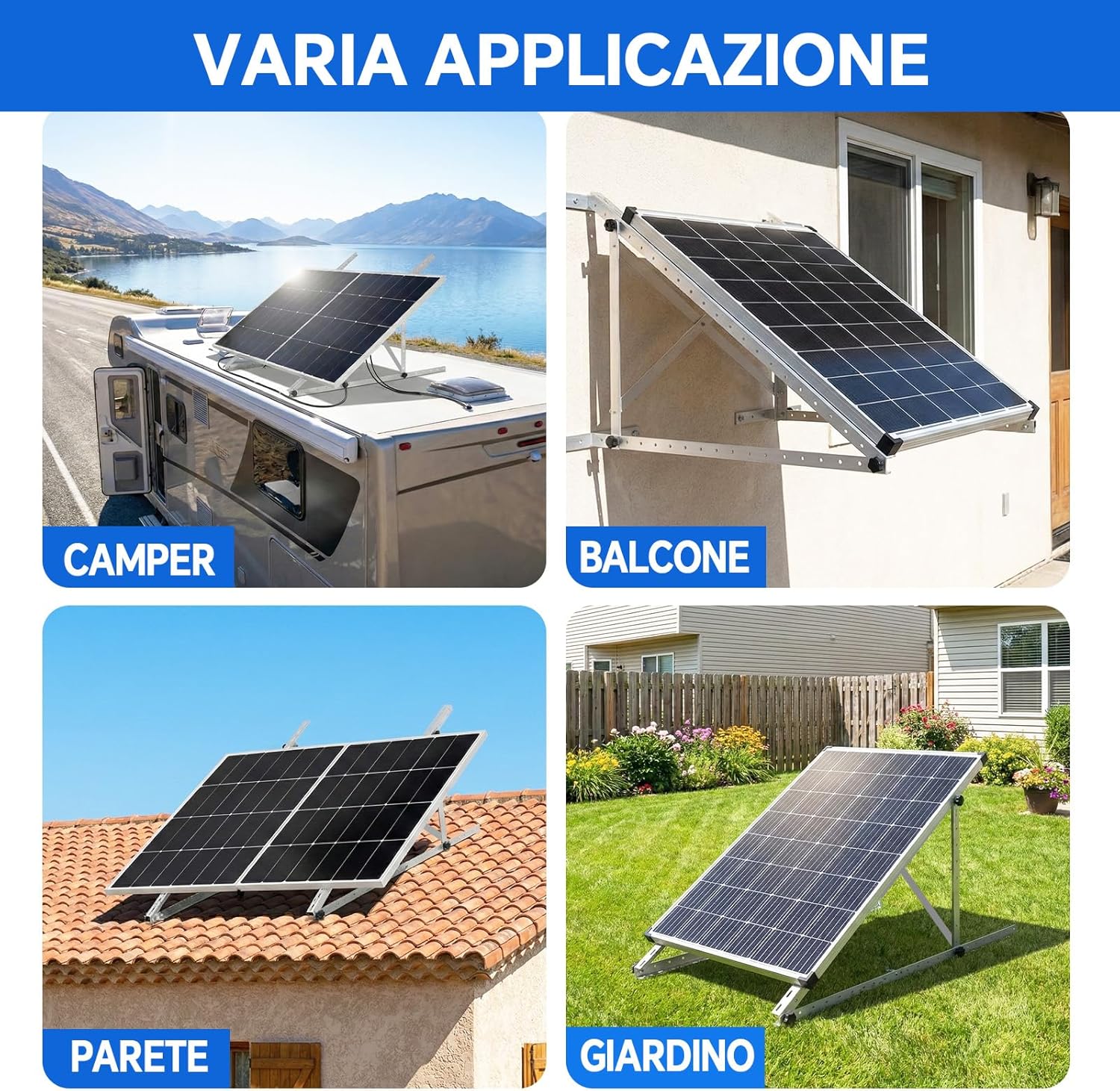 45" Solar Panel Mount Brackets Adjustable Solar Panel Tilt Mount Brackets for 100-400 Watts Solar Panel 2400Pa Windproof for Roof, RV, Ground, Boat and Off-Grid (Brackets with Cross Beams)