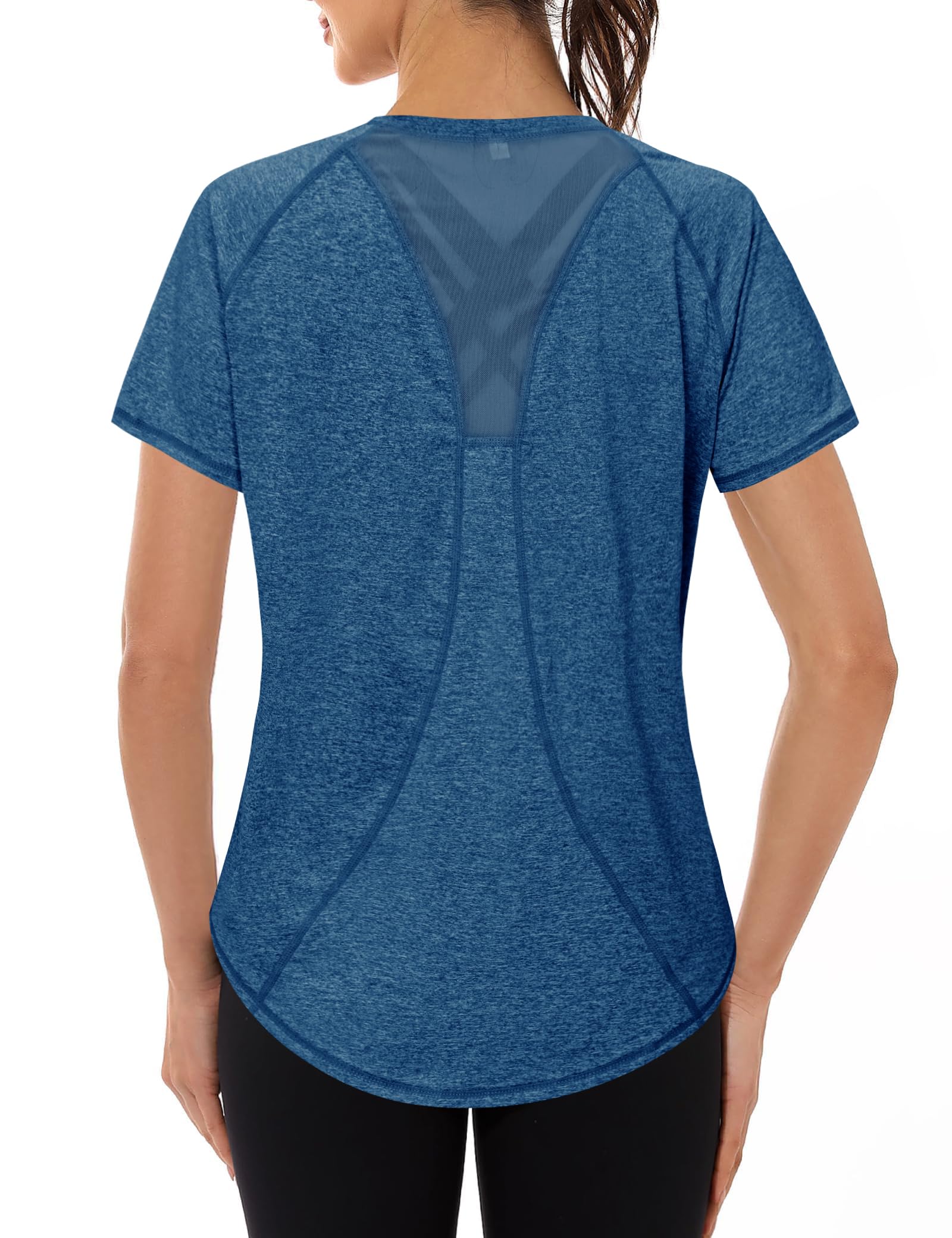 Gyabnw UV-Schutz Funktionsshirt Sportshirt Damen Atmungsaktiv Laufshirt Kurzarm Fitness Sport Oberteil Wandern Yoga