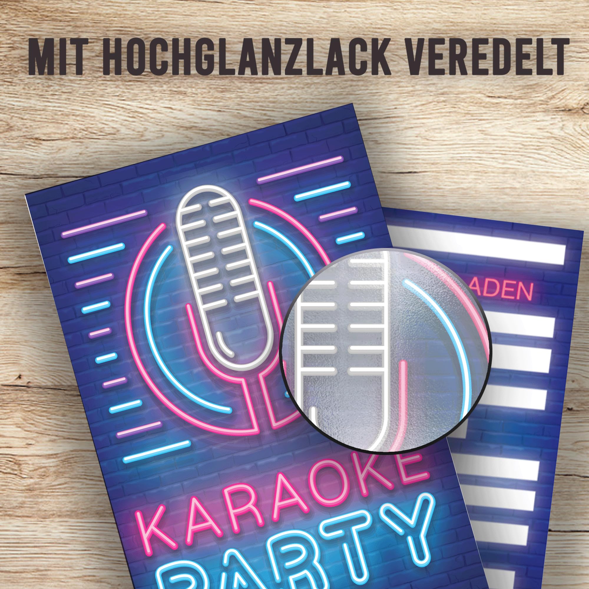 Edition Colibri Karaoke Party Invitation Card - Neon Microphone Design - Cool Invitation for Any Celebration - Image 3