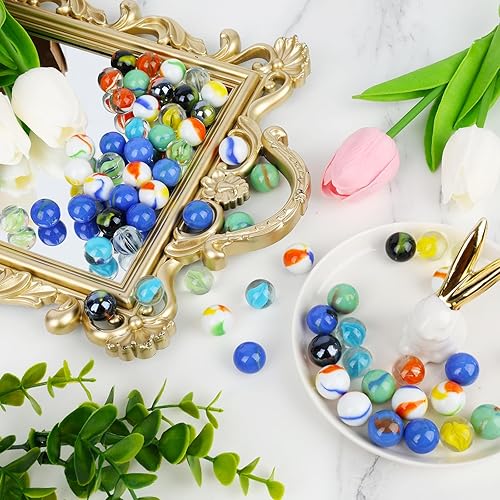 Miniatura 5 de LovesTown Juego de 160 canicas de vidrio a granel, 58 pulgadas, canicas de colores mixtos para niños, juegos de mármol