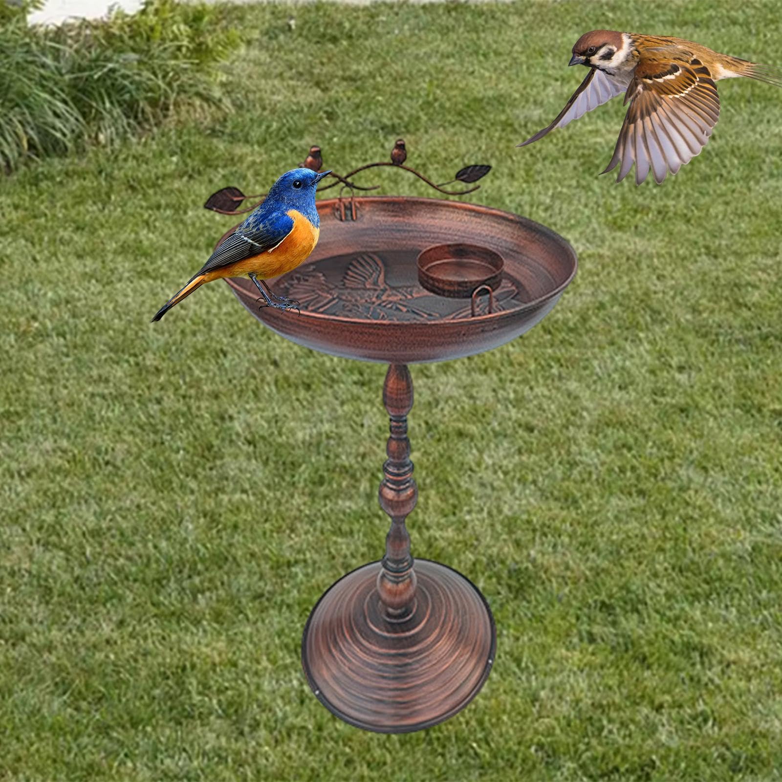 Qianly Outdoor Metall Vogel Vogelhäuschen für Den Gartengebrauch, Große Kapazität für Vogelliebhaber, Bronze