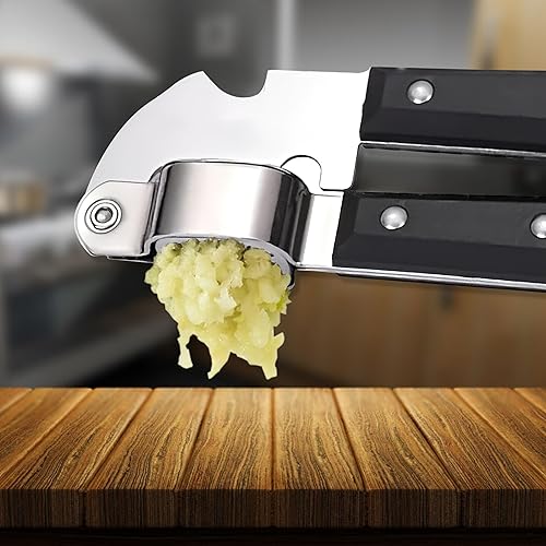 Miniatura 7 de Prensa de ajo de acero inoxidable  Herramienta de cocina de picadora de ajo fresco, ahorro de tiempo y fácil de usar  Trituradora de ajo duradera