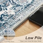 XWZO 2x3 Rug de zone pour entrée, lavable en douceur Vintage Rug Floral Petite Rug, Couverture de sol non glissant, Ultra-Thin Pile Mat de porte intérieure pour salle de bains chambre à coucher - 2'x3', bleu