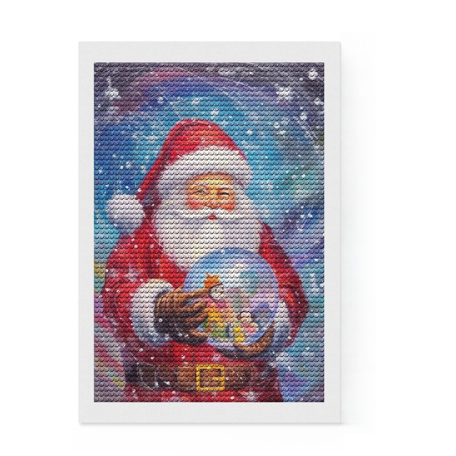 Junmoney Krystal Ball Christmas Diamond Painting Set 8"x12", Decorate Your Room, Neat Printed Canvas, Easy Handmade Project, Farmhouse Decor