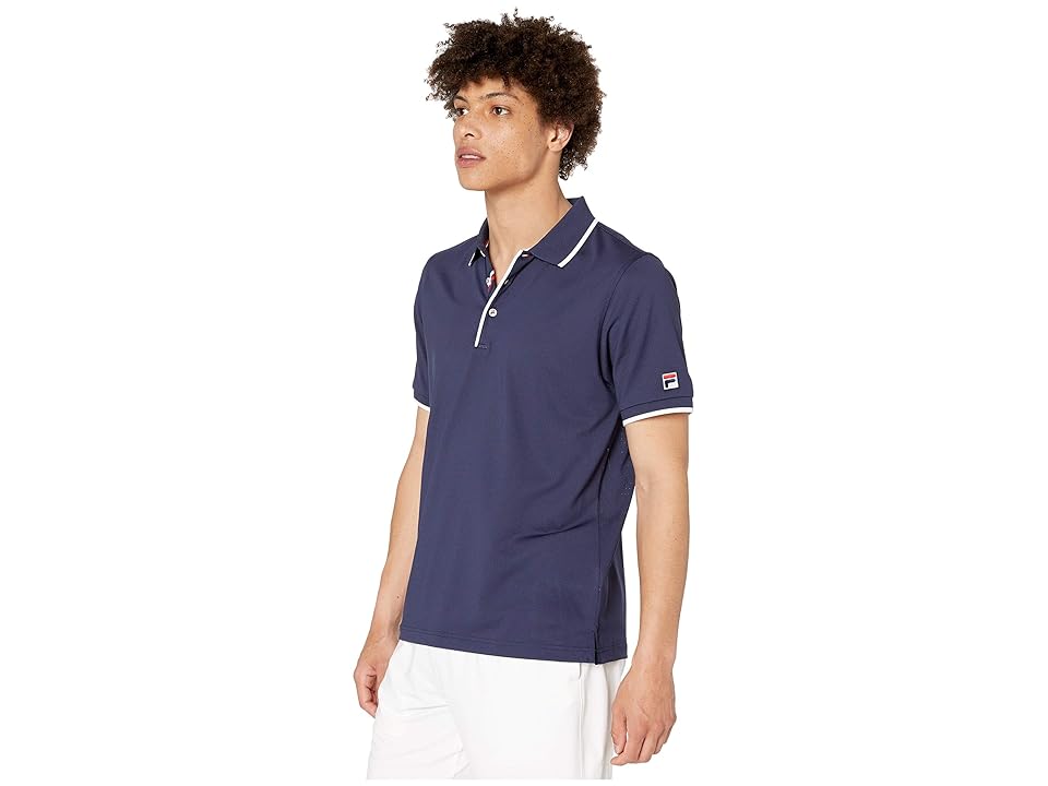 

Fila Heritage Tennis Mesh Polo (Navy/White) Men's Clothing, Blue