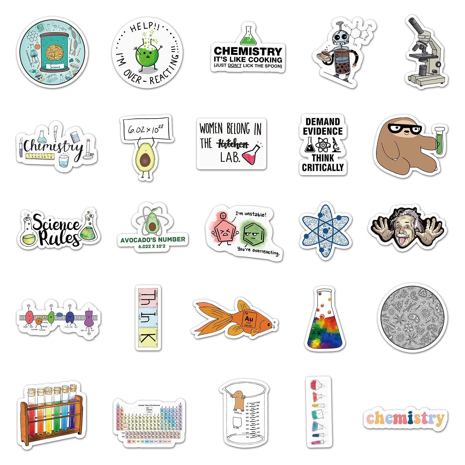 50PCS Physical Chemistry Experiment Sticker for Teenage Students Kids Adults,Science Laboratory Waterproof Decals for Laptop Water Bottle Computer Car Phone Helmet Skateboard Guitar Bike Luggage - Image 3