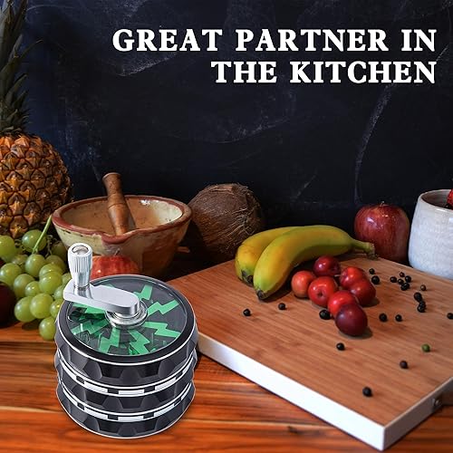 Miniatura 4 de Molinillo grande de aluminio con manivela de 2,5 pulgadas con tapa transparente, color negro