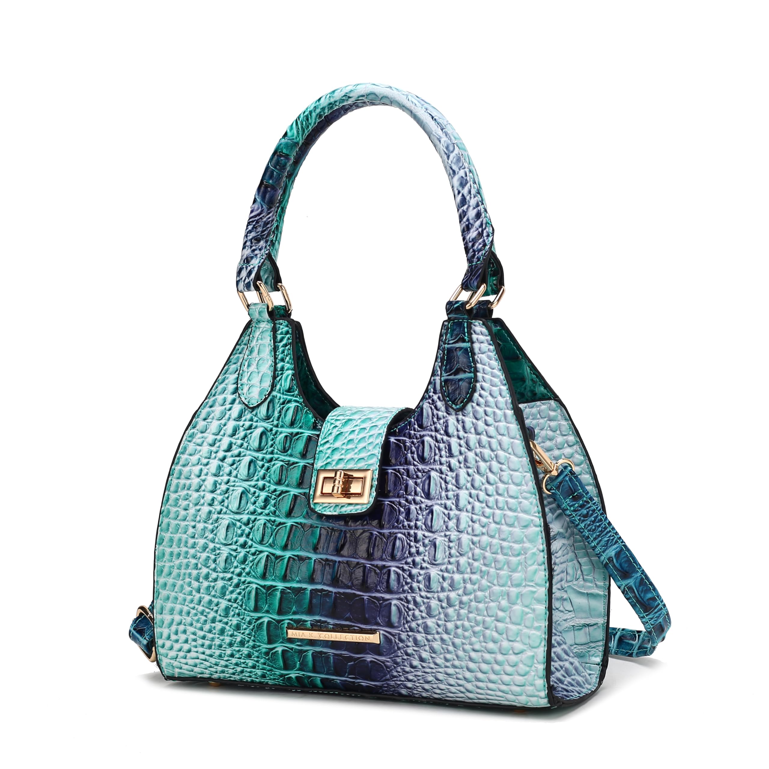 MKF CollectionWomen Tote Bag, Gradient Rainbow Faux Crocodile-Embossed Vegan Leather Handbag Purse by Mia K