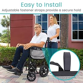 Vive Wheelchair Carry Bag - Arm Rest Pouch for Rollator, Walkers, Power Wheel Chairs and Knee Scooters - Side Storage Organizer for Elderly, Seniors, Adults (Gray)