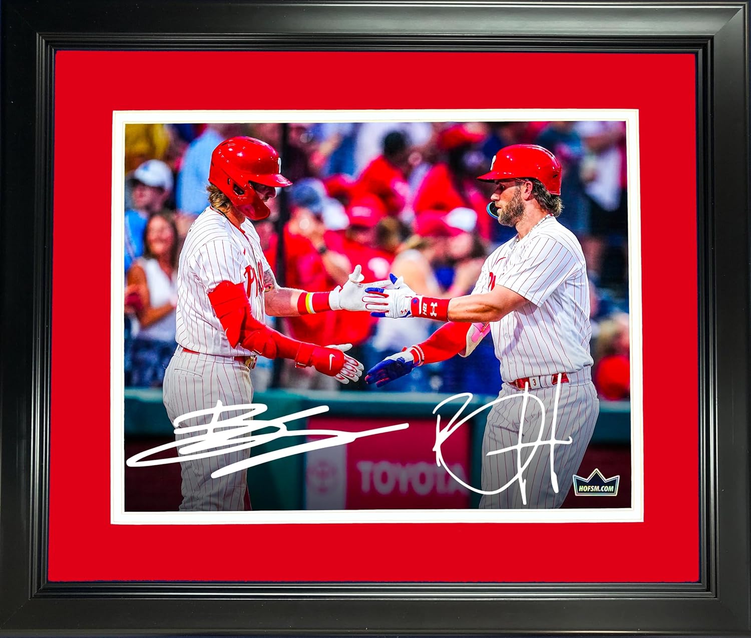 Framed Bryce Harper & Bryson Stott Philadelphia Phillies Dual Facsimile Laser Engraved Signature Auto 11"x14" Baseball Photo HOFSM Holo