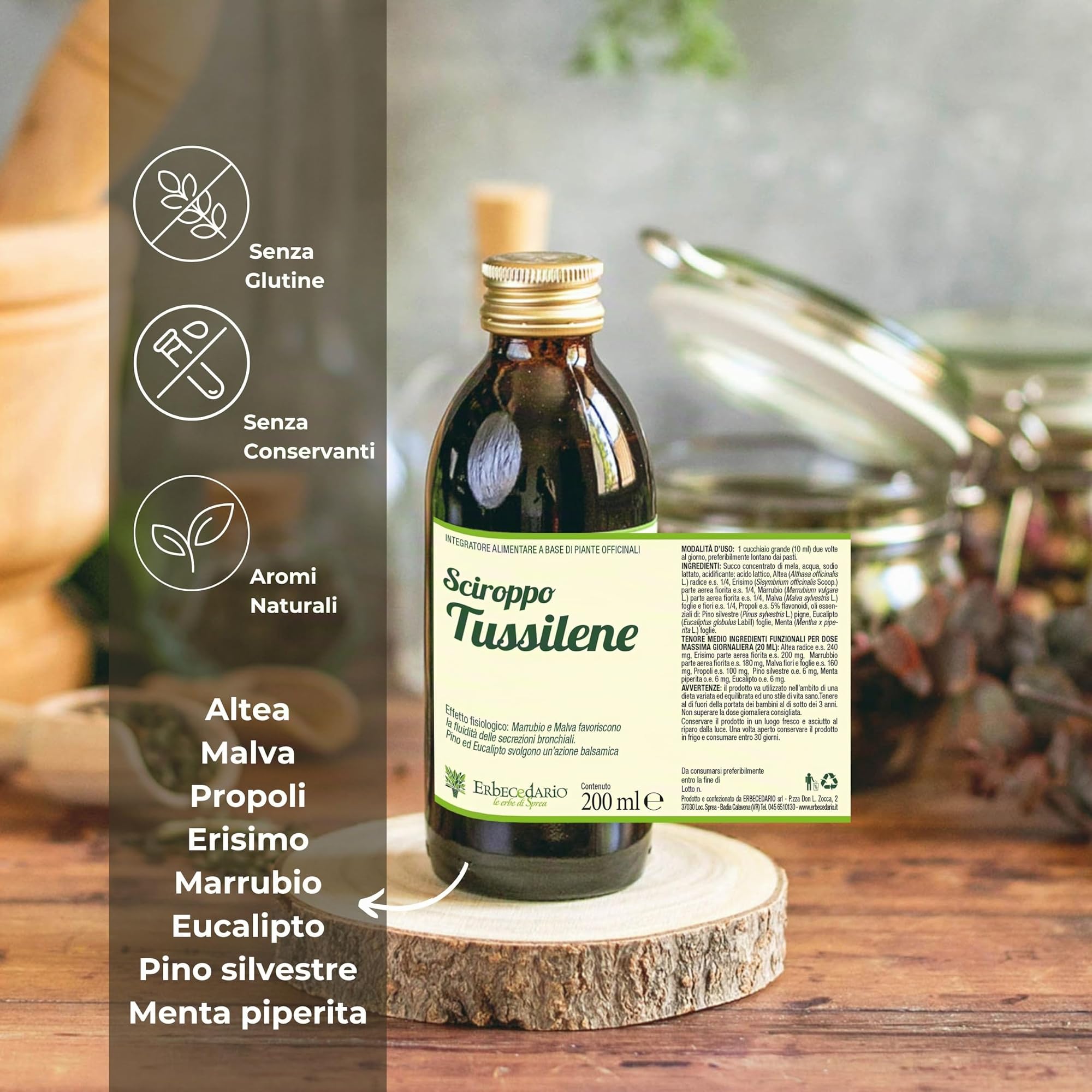 Sciroppo balsamico tussilene per adulti e bambini 500ml, sciroppo tosse con propoli e pino silvestre favorisce la fluidità delle secrezioni bronchiali - Made in Italy
