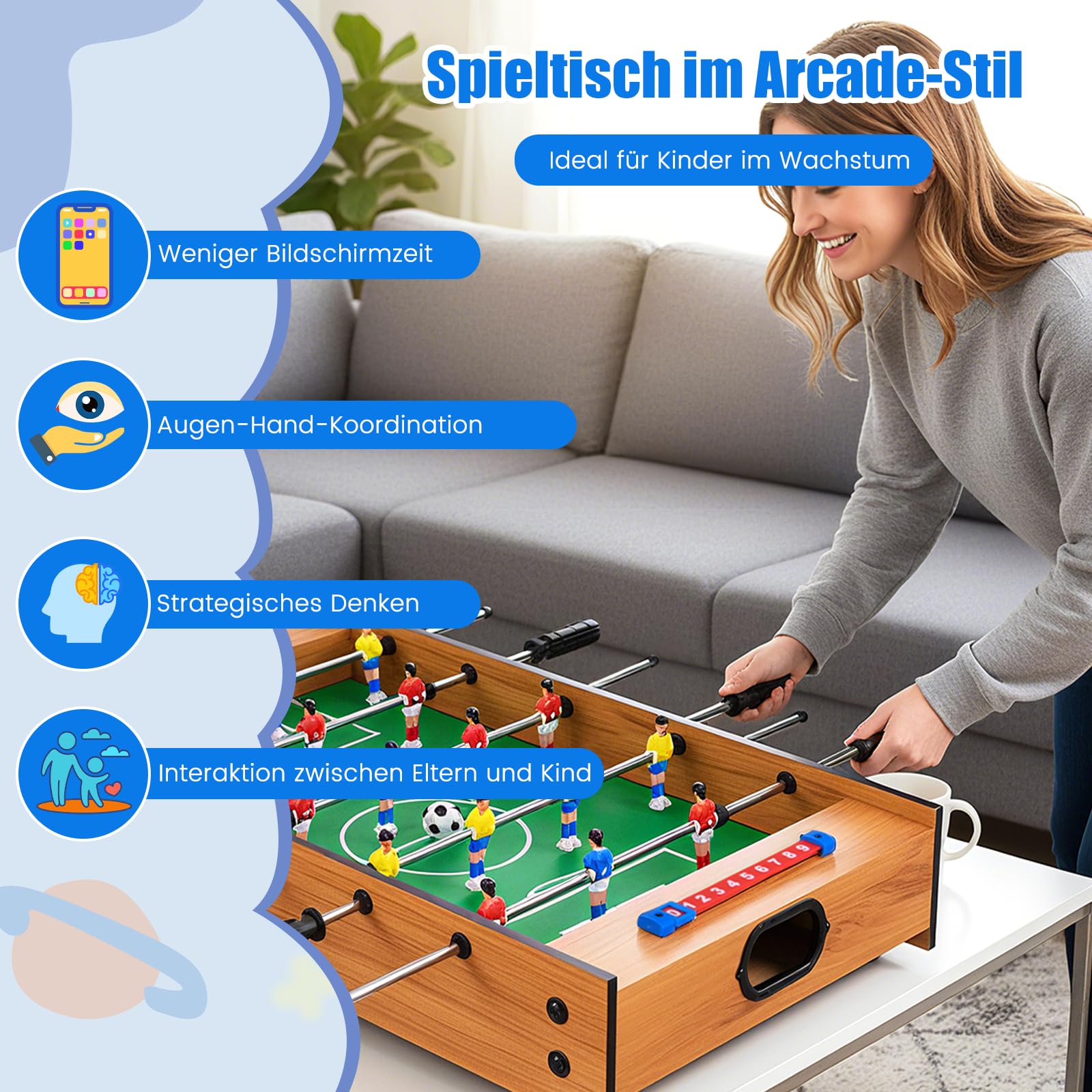 COSTWAY 2 in 1 Spieltisch, Multifunktionsspieltisch aus Holz, Multi-Spieltisch, Air Hockeytisch und Tischkicker, perfekt für Spielzimmer, Bars, Partys, für Erwachsene und Kinder