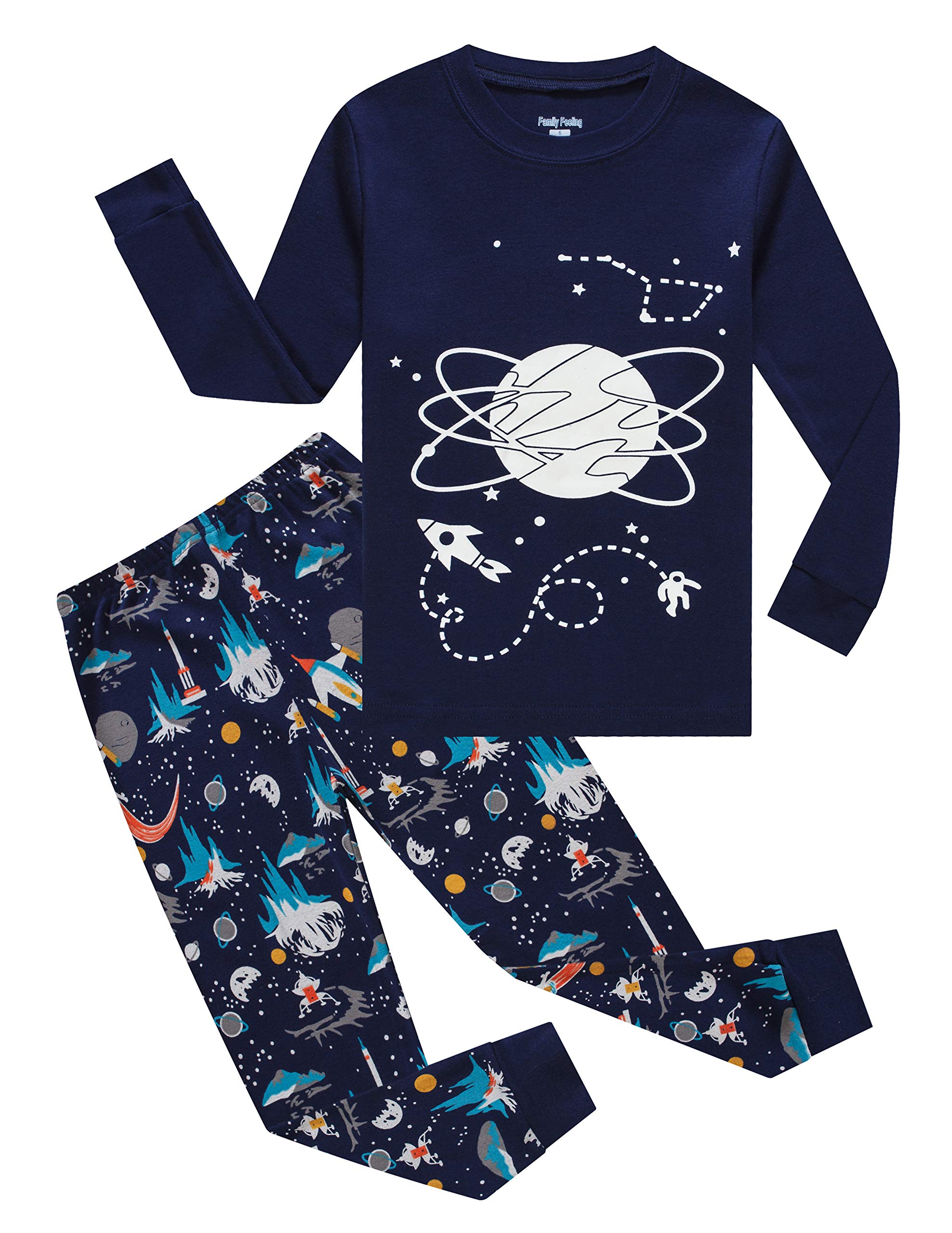 Family Feeling Kids &amp; Toddler Boys Pajamas 2 Piece Pjs Set 100% Cotton Sleepwear