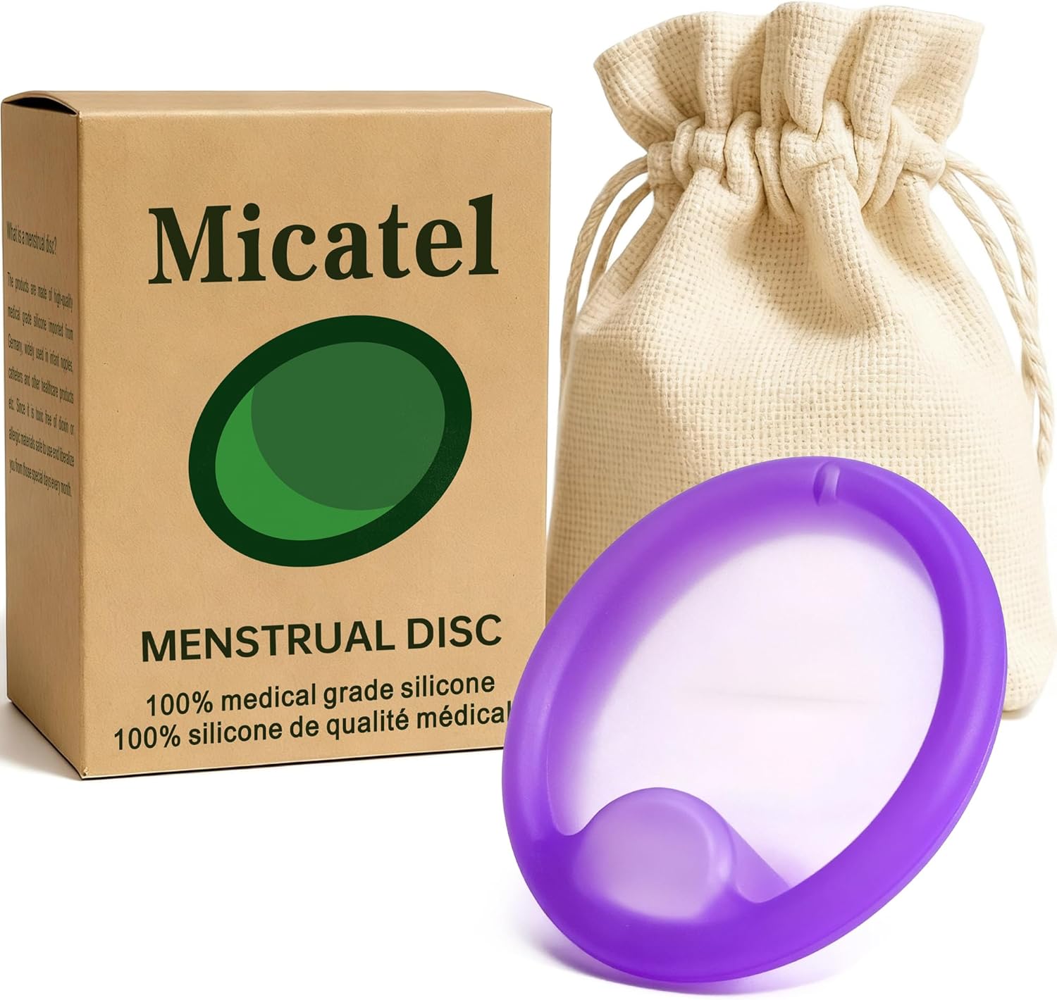 Soft Menstrual Disc – Reusable Medical-Grade Silicone Period Disc | Leak-Free 12H Protection, Eco-Friendly Organic Tampon Alternative for Women (Purple, Regular)