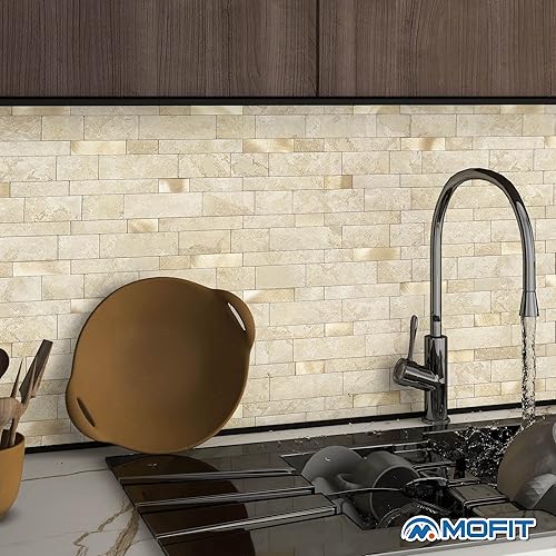 Miniatura 3 de MOFIT - Azulejo protector contra salpicaduras para cocina, acabado mate de piedra, azulejos de baño, azulejos de baño, panel de pared 3D, mosaico