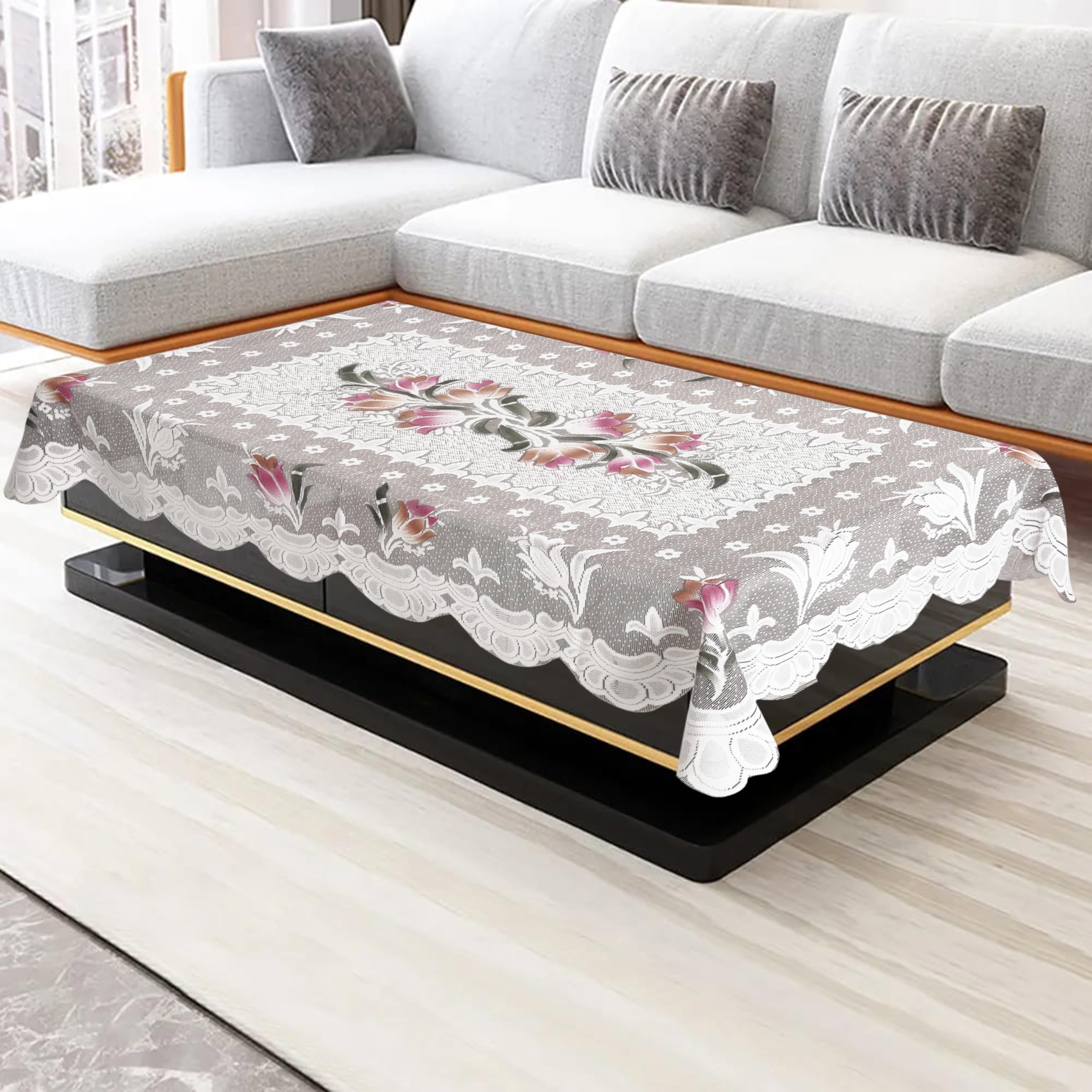 Homerz Premium Center Table Cloth, Soft Cotton Knitting Fabric (Spring-104, 40x60- Center Table)