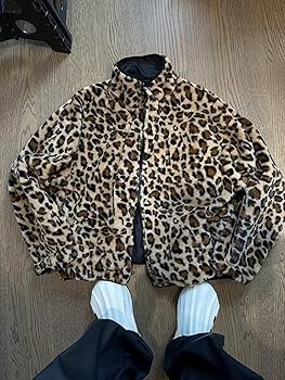 Amazon.com: Hesaco Unisex Reversible Leopard Faux Fur Jacket Y2k