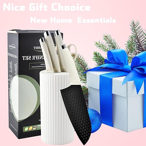 Miniatura 6 de Juego de cuchillos de acero inoxidable de 5 piezas con bloque, cuchillo de chef, cuchillo utilitario, tijeras de cocina, soporte para cuchillos de