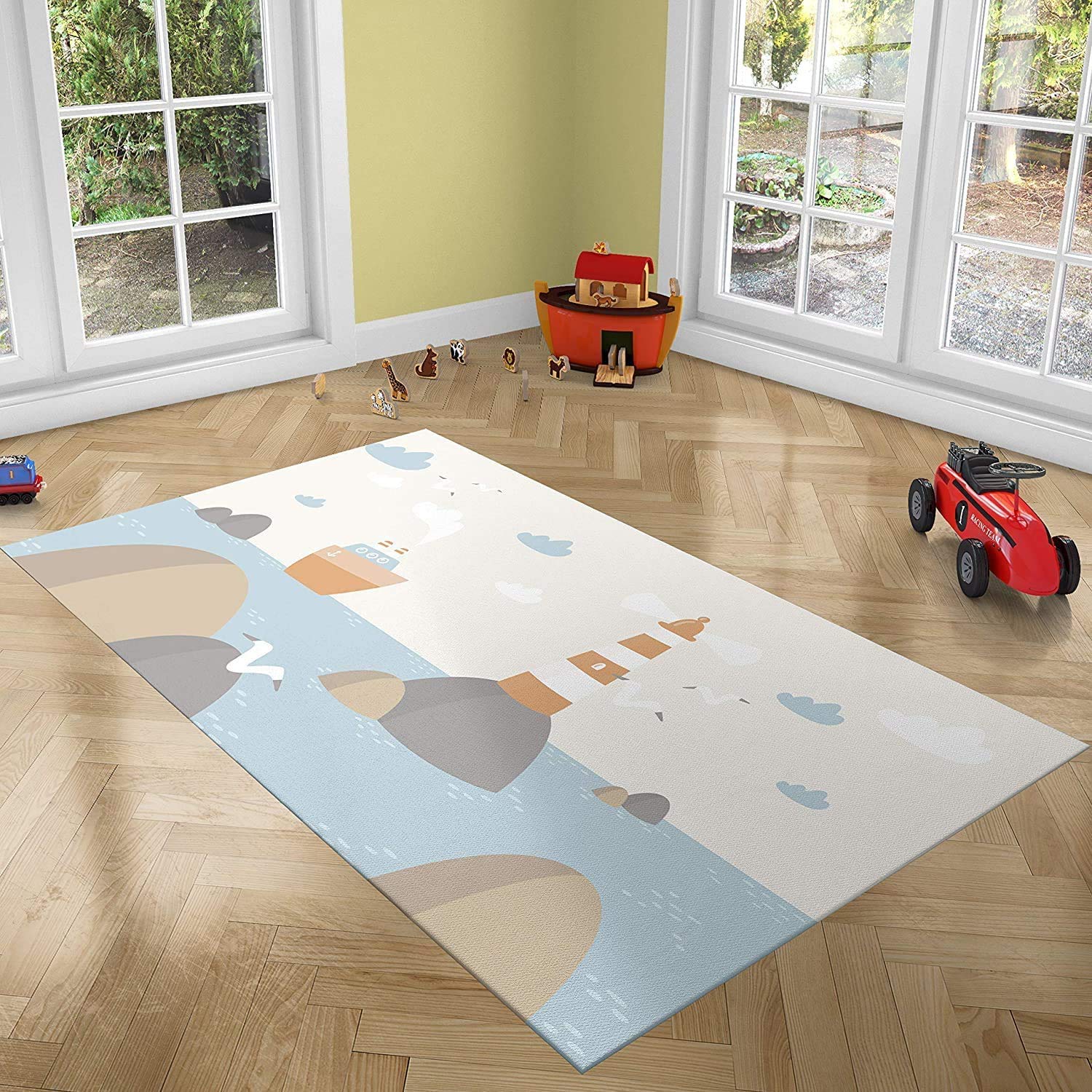Oedim Tappeto per Bambini con Faro in PVC | Varie Misure | Moquette PVC | Pavimento vinilico | Decorazione per la casa | Pavimento Sintasol | Protezione per Bambini | 95x95cm