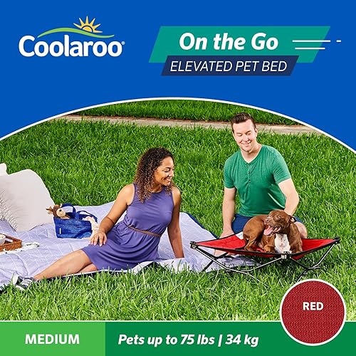 Miniatura 4 de Coolaroo On-The-Go Cama elevada para perros, cama plegable para perros de viaje con tela transpirable, resistente a la humedad, bolsa de transporte