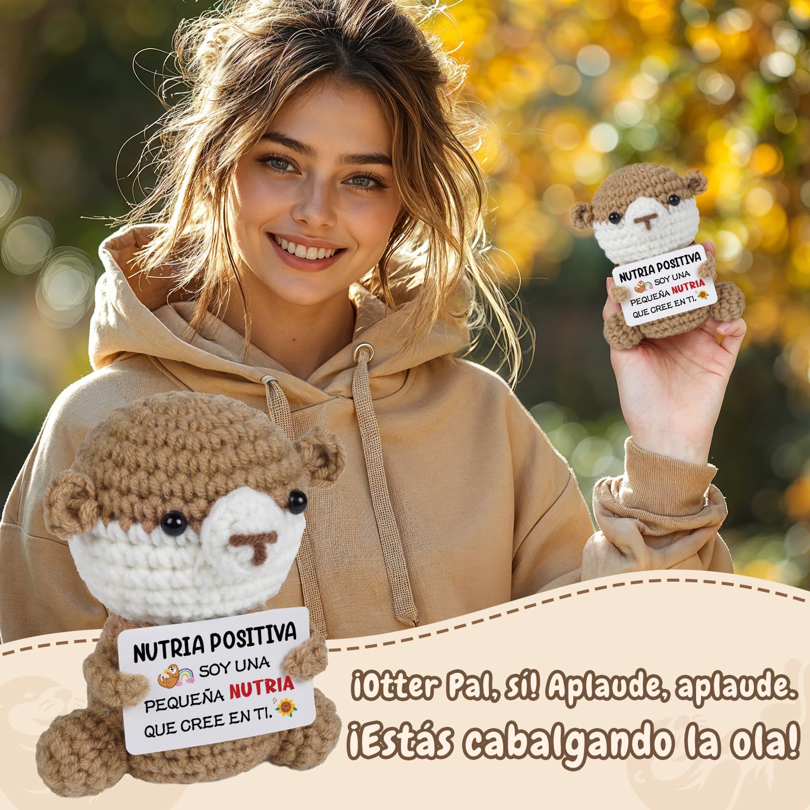 Vetbuosa Regalo Positivo para Mujer, Regalos Amigas Originales - Nutria de Ganchillo con Mensaje Positivo, Regalo Original Amiga, Ideal para Cumpleaños, Aniversario o Navidad — view 5