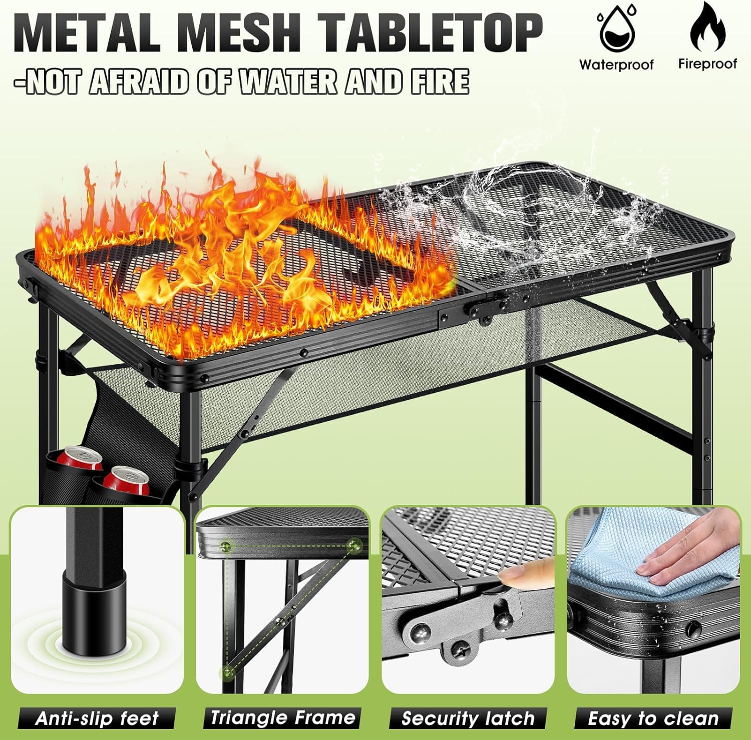 opvouwbaar campingtafel, metalen klaptafel in hoogte verstelbaar
