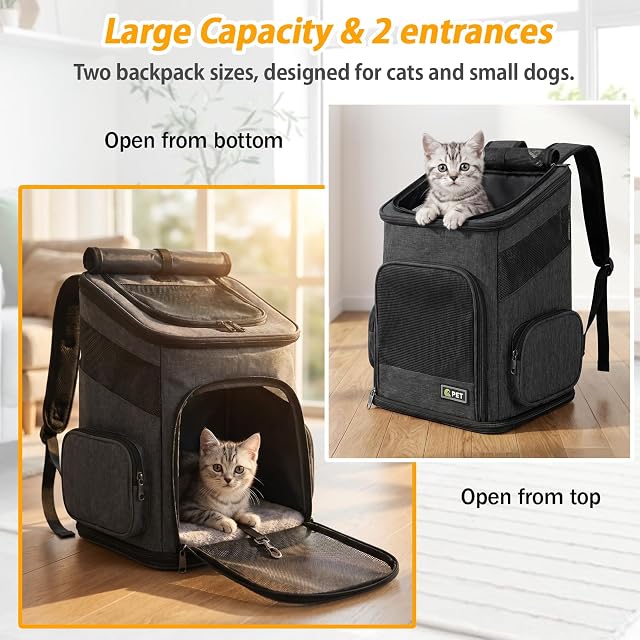 Foto 5 de 8 de M MUNCASO Mochila transportadora para perros y gatos, mochila para transportar mascotas (negro)