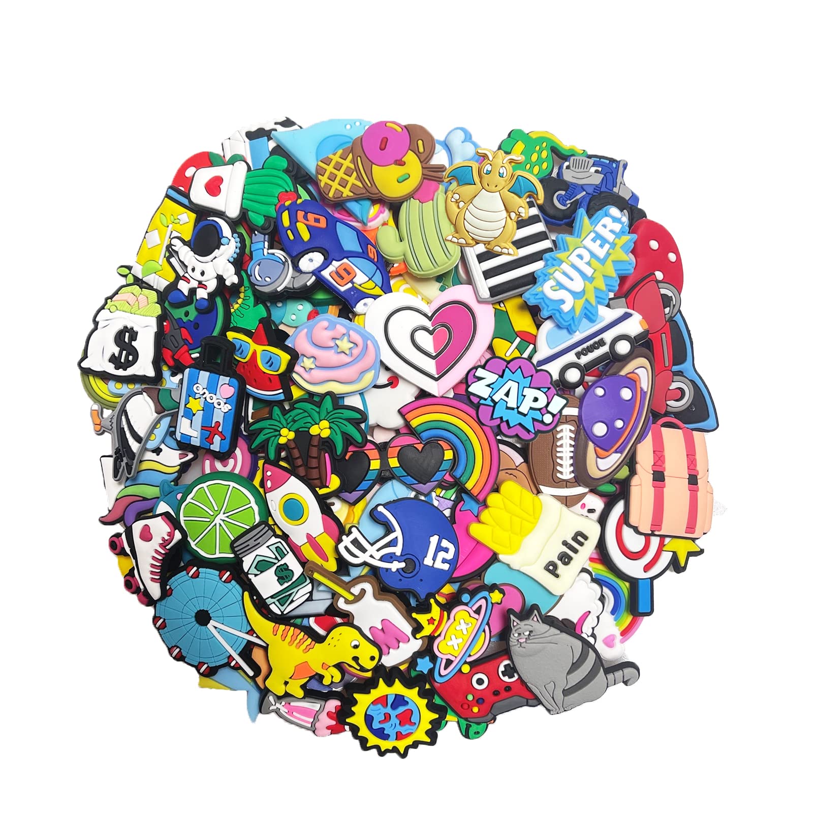 XQUESTIONLot of 25,50,100 Pcs Random PVC Shoe Charms Different Shape Style For Shoe Decorations & Bracelet Wristband Party Gifts