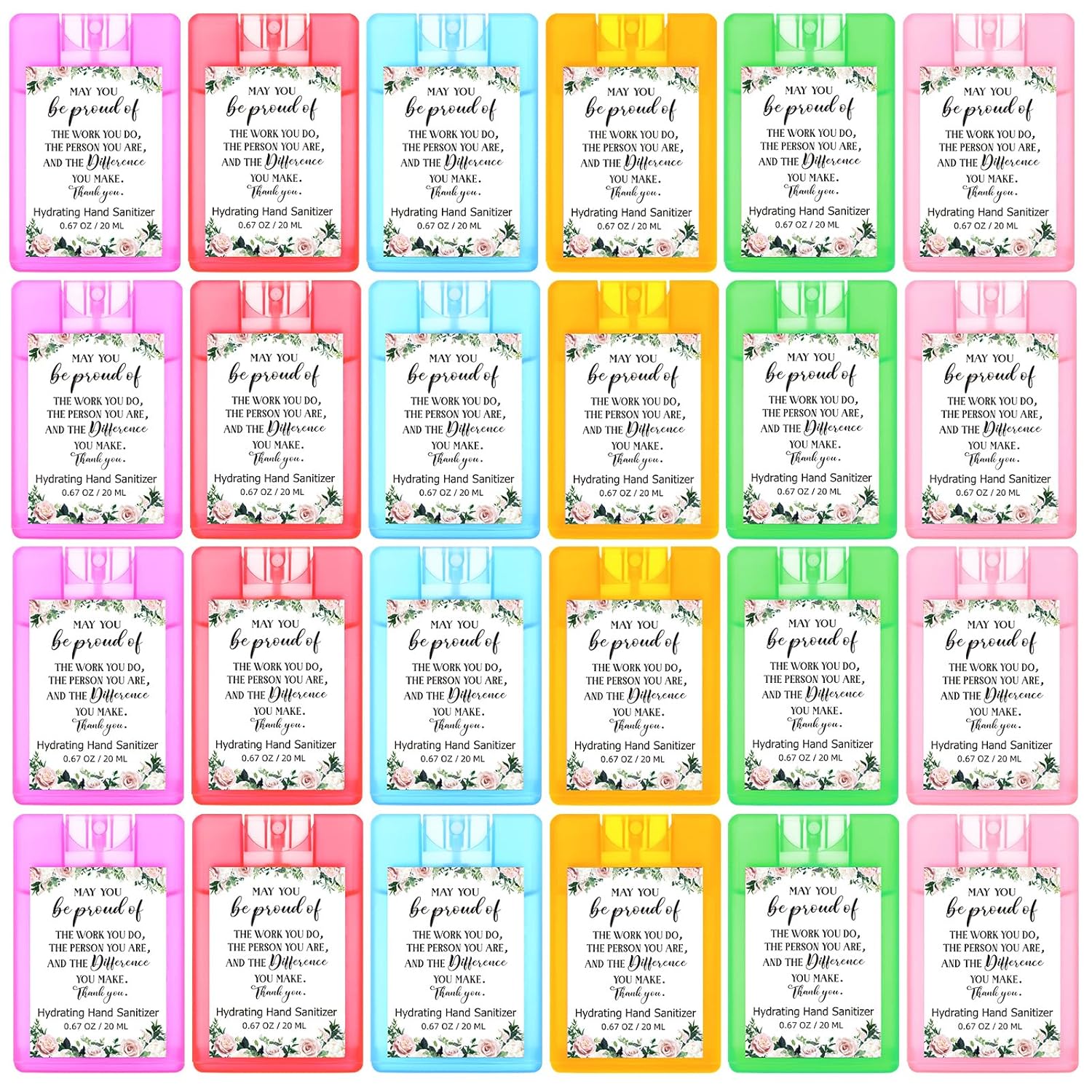 24 Pcs Thank You Hand Sanitizer Spray Bulk Mini Travel Size Hydrating Hand Sanitizer Mist Appreciation Gift for Coworker Employees Staff Teacher Travel Outdoor Gift