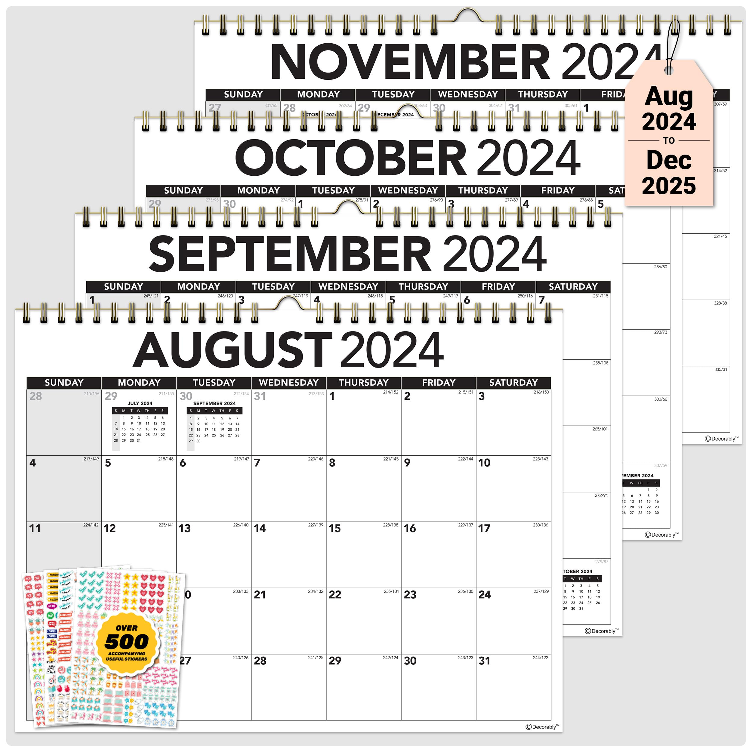 Snapklik.com : Decorably 18 Months Small Wall Calendar 2024-2025 Jul ...