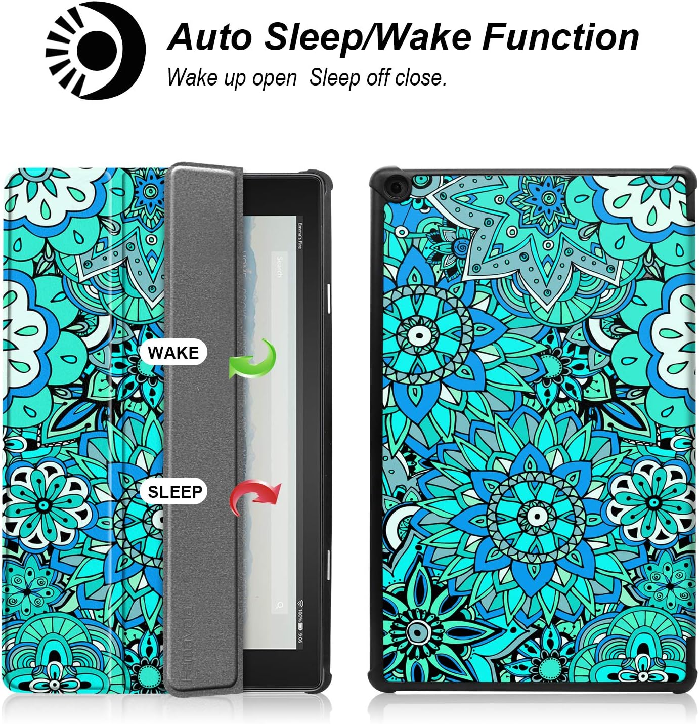 Famavala Shell Case Cover for 10.1" Fire HD 10 Tablet (Previous 7th / 9th Generation, 2017/2019 Release) (MinFlower)