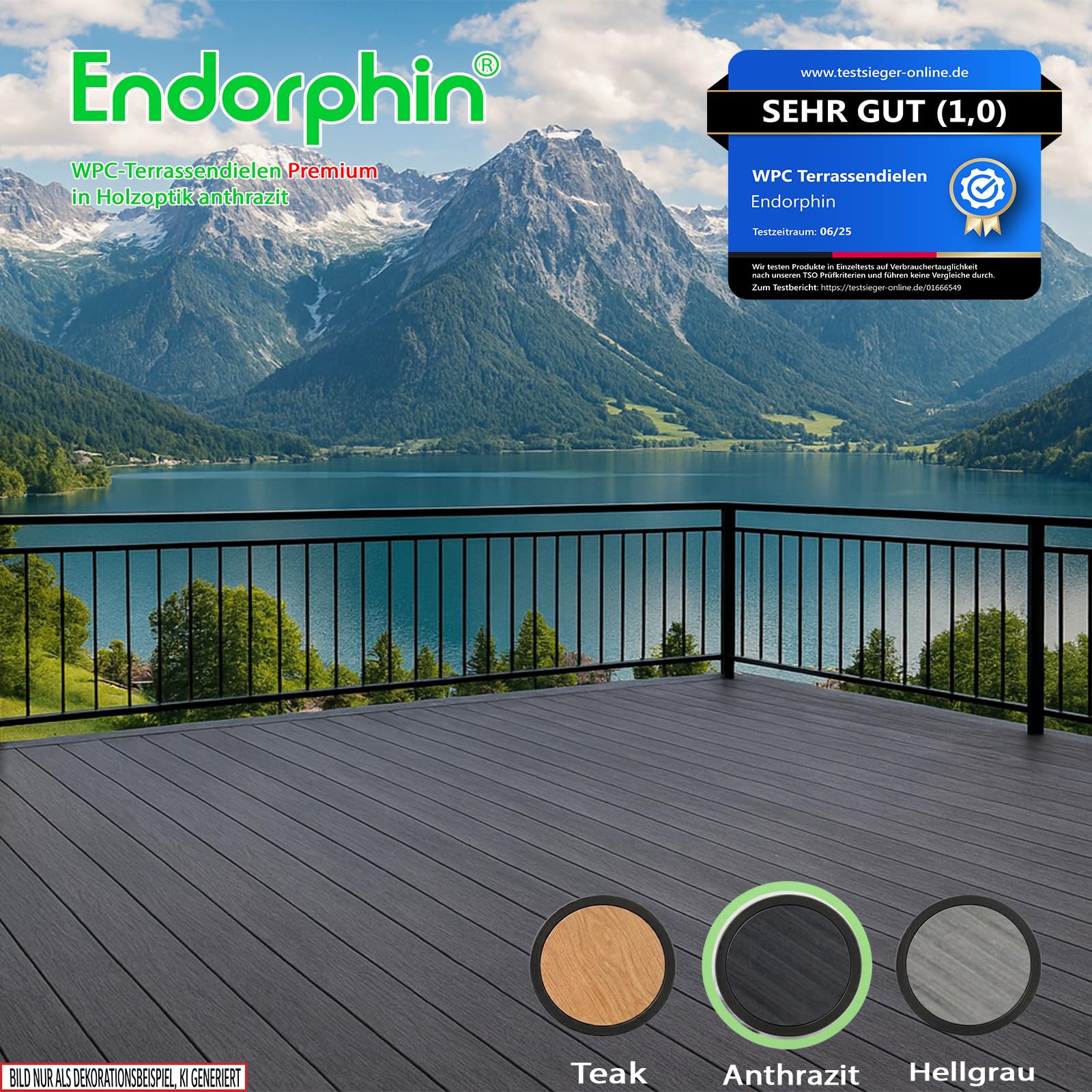 Endorphin Premium WPC Terrassendielen, 6 Dielen Anthrazit für 2 m²