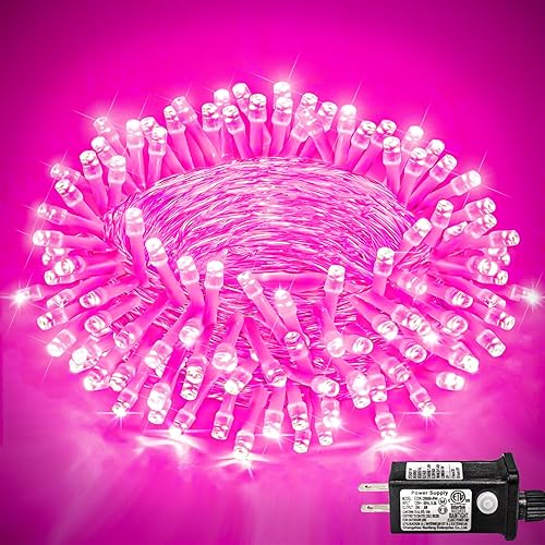Miniatura 48 de 250 luces LED de Navidad de 82 pies, luces de Navidad blancas cálidas para exteriores, 8 modos, cable transparente, luces de hadas parpadeantes