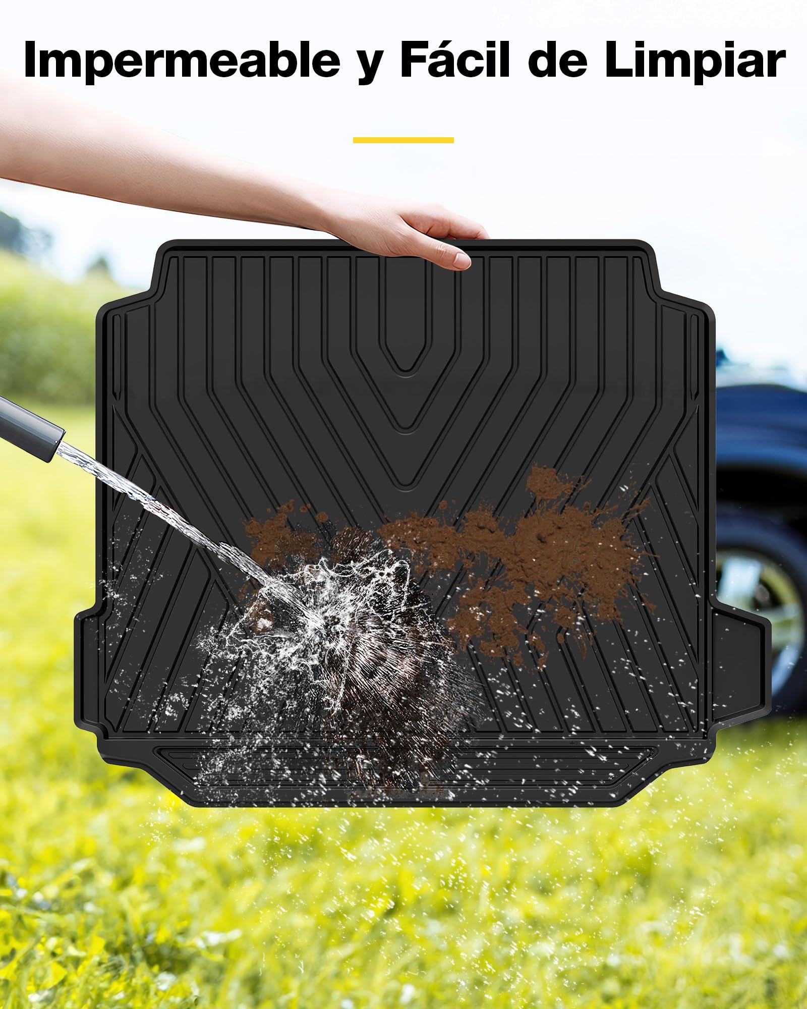 3W Alfombrilla de Maletero para BMW X5 G05 2019-2025 2026(No para X5 con Suspensión Neumática), Alfombrillas de TPE Reciclables para Todas Las Estaciones, Cubierta para Maletero de Coche, Resistente | La alfombrilla para maletero incluye kit de red latera