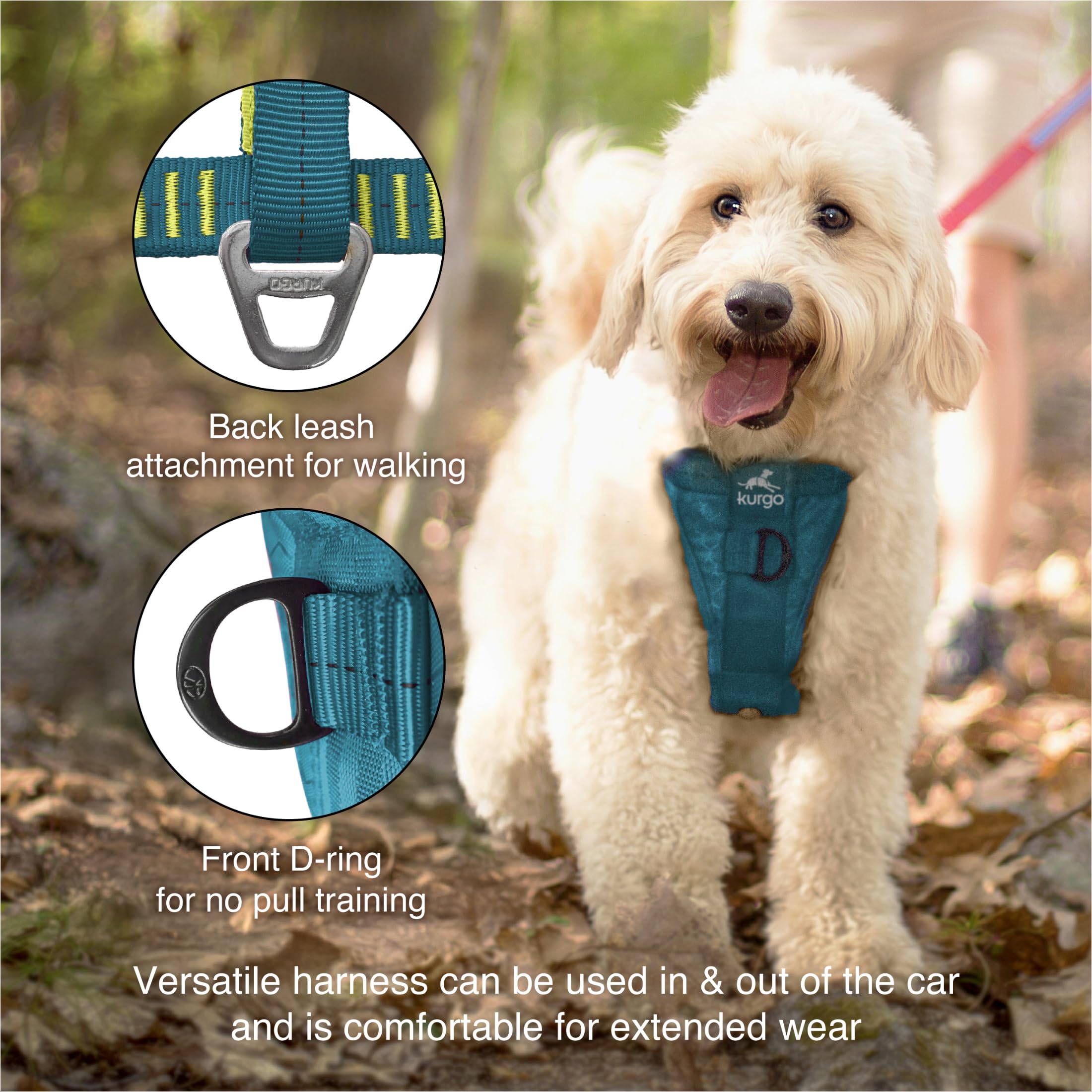 Kurgo Enhanced Strength Tru-Fit Dog Car Harness - Pet Travel Safety Harness - Crash Test Certified Fit - Five Point Adjustment - Secure Buckle - Padded Chest - Ink Blue - Large - image 3