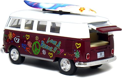 Miniatura 3 de KiNSMART Volkswagen Classic Bus 1962 escala 1:32 de 5 pulgadas, modelo de metal fundido a presión, acción de retroceso