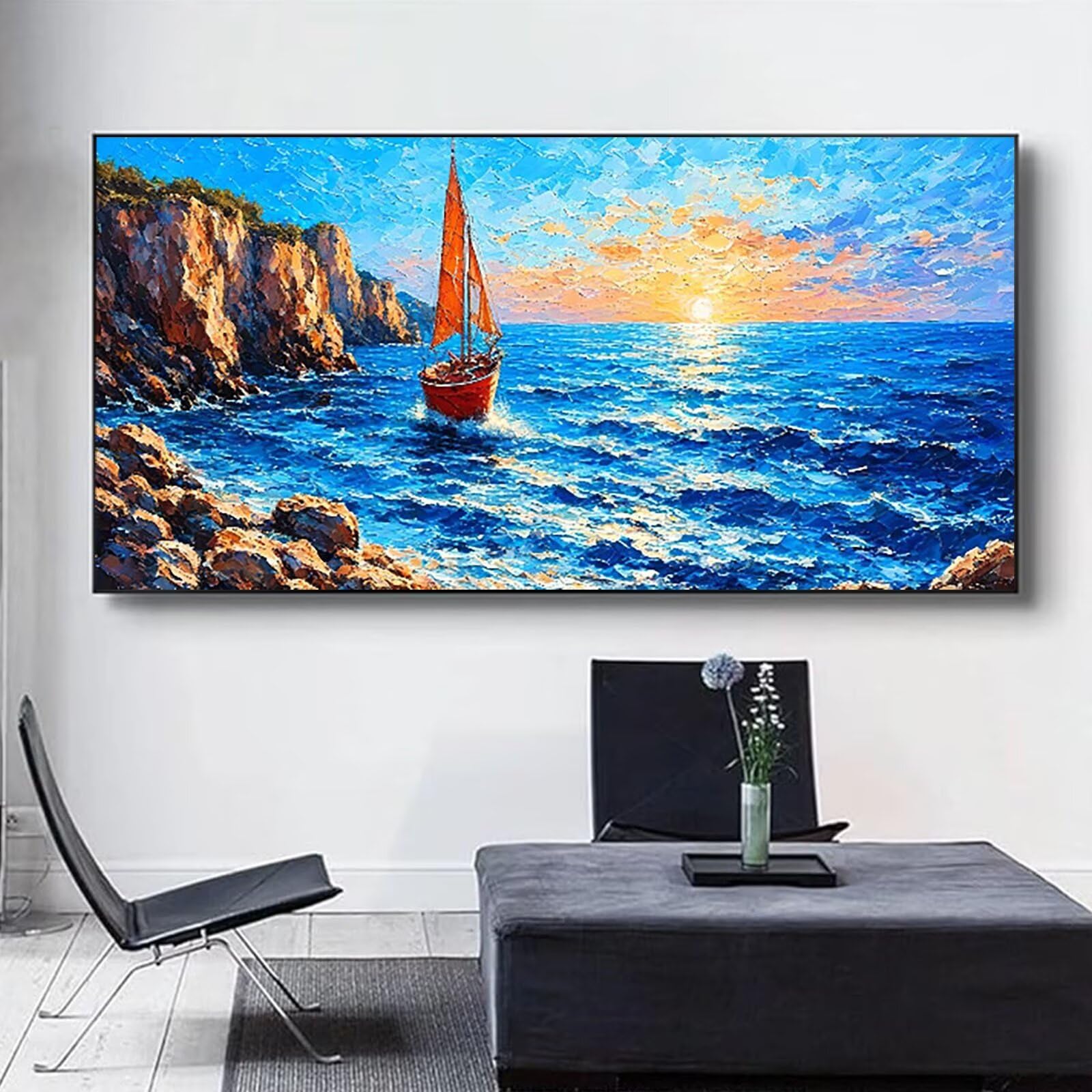 Malen Nach Zahlen für Kinder, Erwachsene und Anfänger, DIY Malen Nach Zahlen Landschaft für Mädchen und Jungen, Meer (90x180cm), Ohne Rahmen - Kinder über 6 Jahre DIY Handgemalt Gemälde Kit 3-C