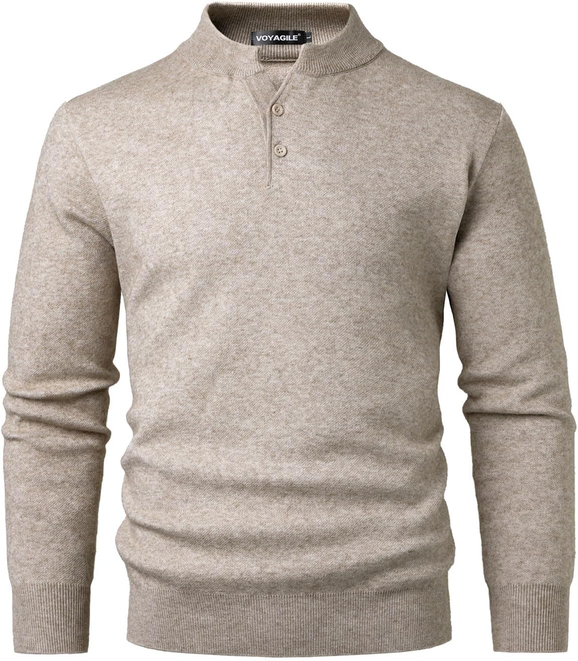 Men's Henley Pullover Sweaters Quarter Button Jumper Casual Knit Long Sleeve Sweater Knitwear