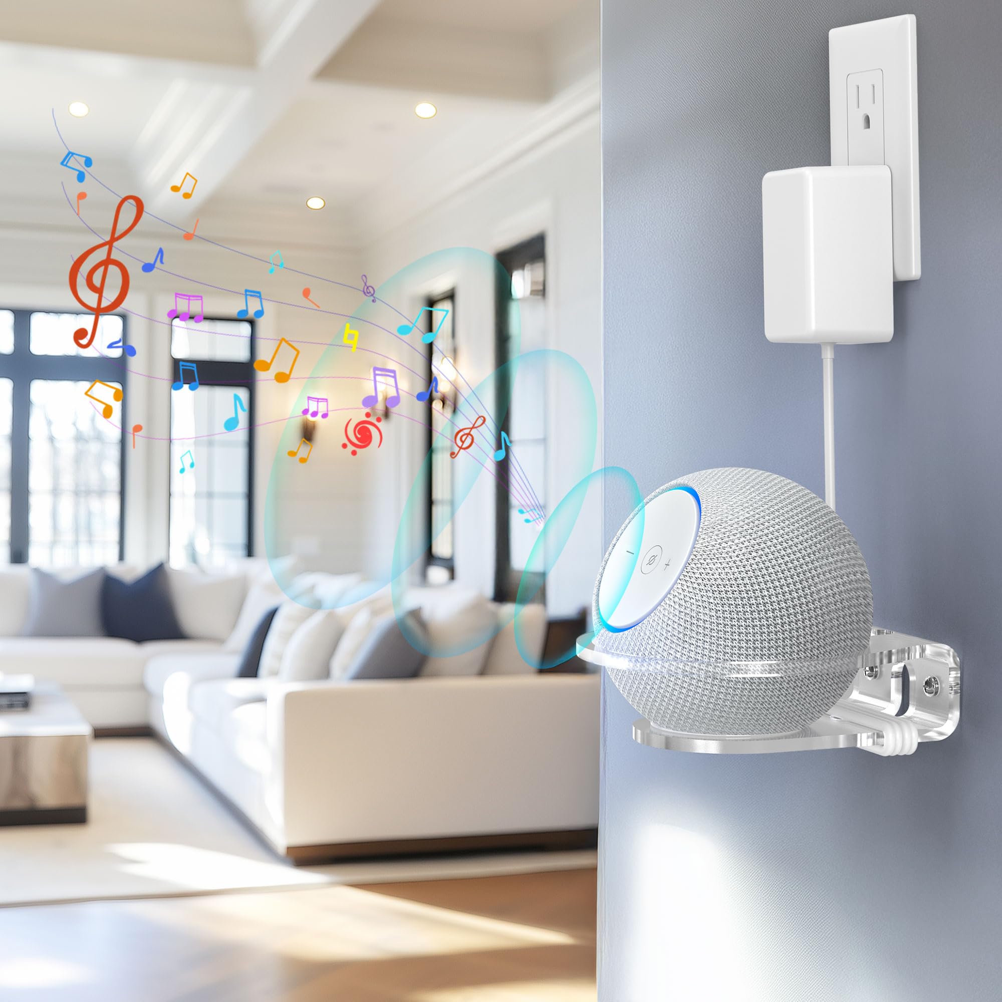 HomeMount Supporto da Parete per Dot 4ª/5ª Gen, Dot Max e HomePod Mini, Staffa Altoparlante in Acrilico Trasparente