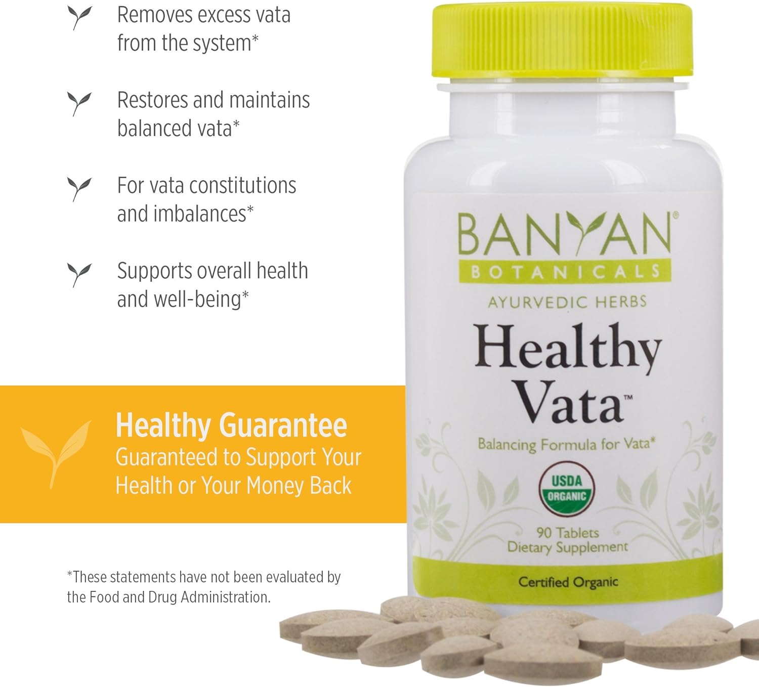 Banyan Botanicals Healthy Vata - USDA Organic, 90 Tablets - Grounding & Nourishing - Balances Vata Dosha* : Health & Household