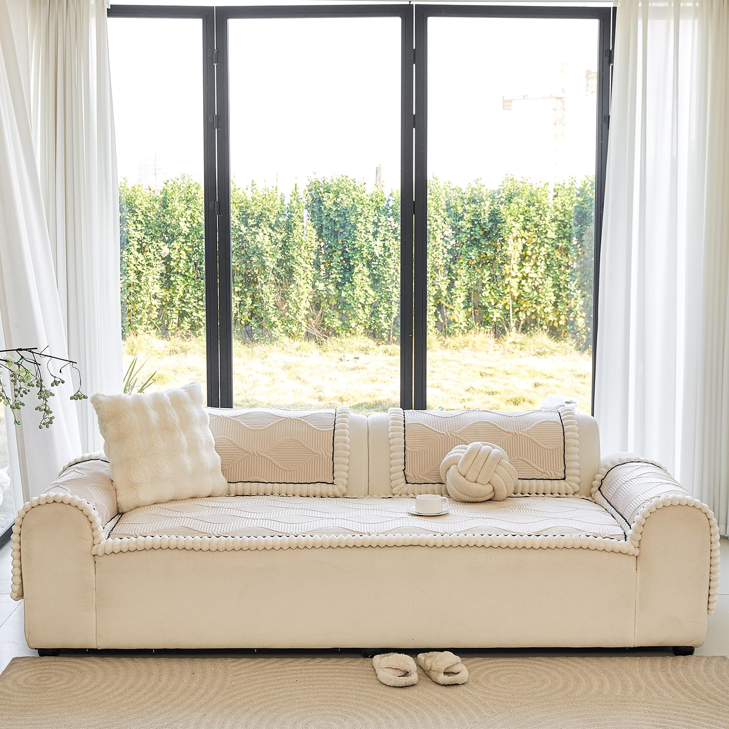 Photo 1 of BOV Beige 27×59" Couch Covers for Dogs Non Slip – Washable Pet Couch Covers for Sofa Non Slip, Long Nonslip Couch Cover for Pets, Pet Proof Couch Topper & Sofa Seat Cover