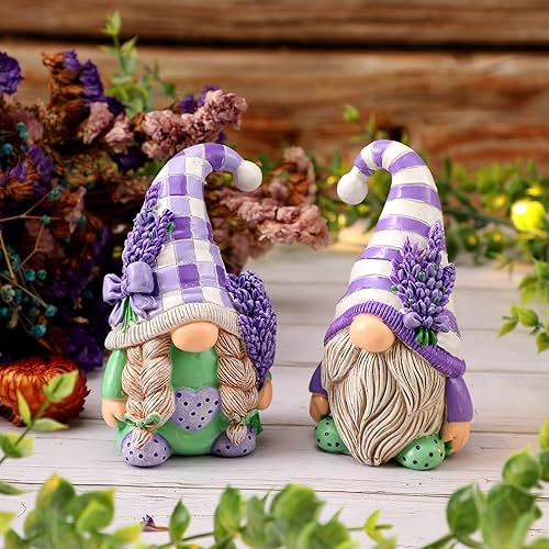 Miniatura 2 de Shappy 2 piezas de gnomos de lavanda, decoración de gnomos morados para el hogar, regalos de gnomos de lavanda, adornos de gnomo de mesa, adornos de