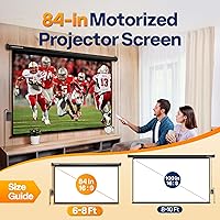 Vista 2 de VIVOHOME Motorized Projector Screen with Remote, 16:9 84 Inch Auto Electric Projection Screen, HD 4K Movie Screen for Home Theater, Cinema, Office