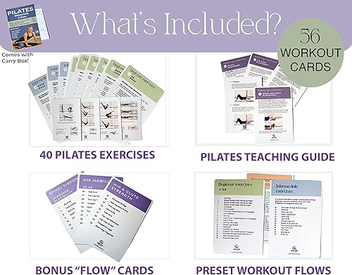 Miniatura 9 de Tarjetas de pilates para entrenamiento en casa - Tarjetas flash con fotos y videos - Opcional para usar con anillo de pilates - 56 tarjetas de