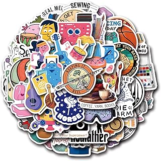 Hobbies Stickers, 50PCs Various Interests Stickers, Aesthetic Vinyl Stic...