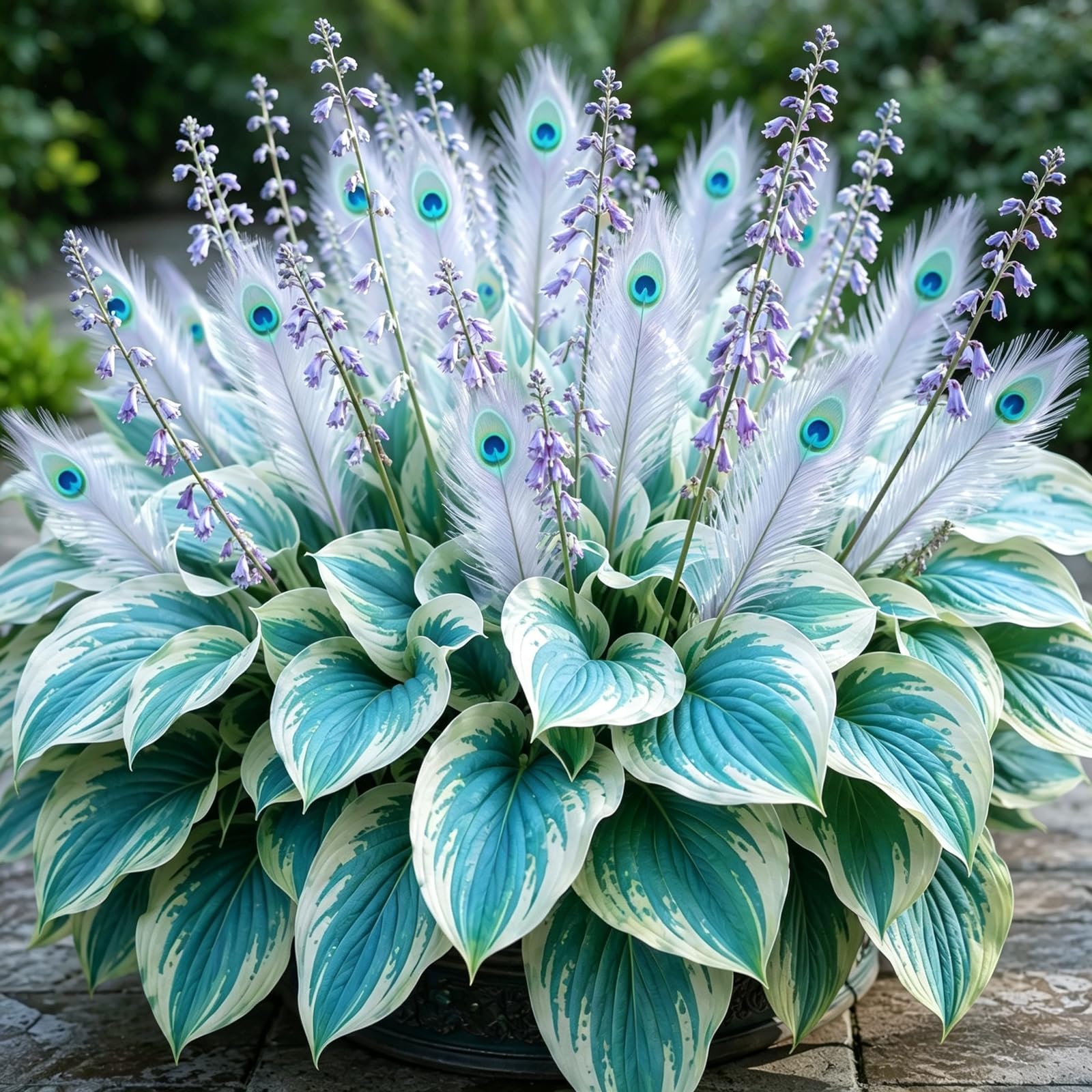 Brilliant Peacock Flame Hosta-for UK,Potted-Plants,Hosta Plants for Garden,Excellent Display-500Count-C