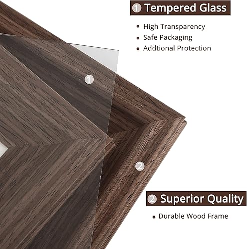 Vista 36 de GraduationMall Marcos de fotos de madera de 4 x 6, vidrio real, marcos de fotos para pared o mesa, juego de 2 Roble