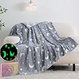 QSTEHEML Moon Glow in The Dark Blanket,Star Gifts Toys for Boy Birthday for Age 3-12 Years Old,Throw Blanket for Kids Soft Luminous Blanket for Son 50