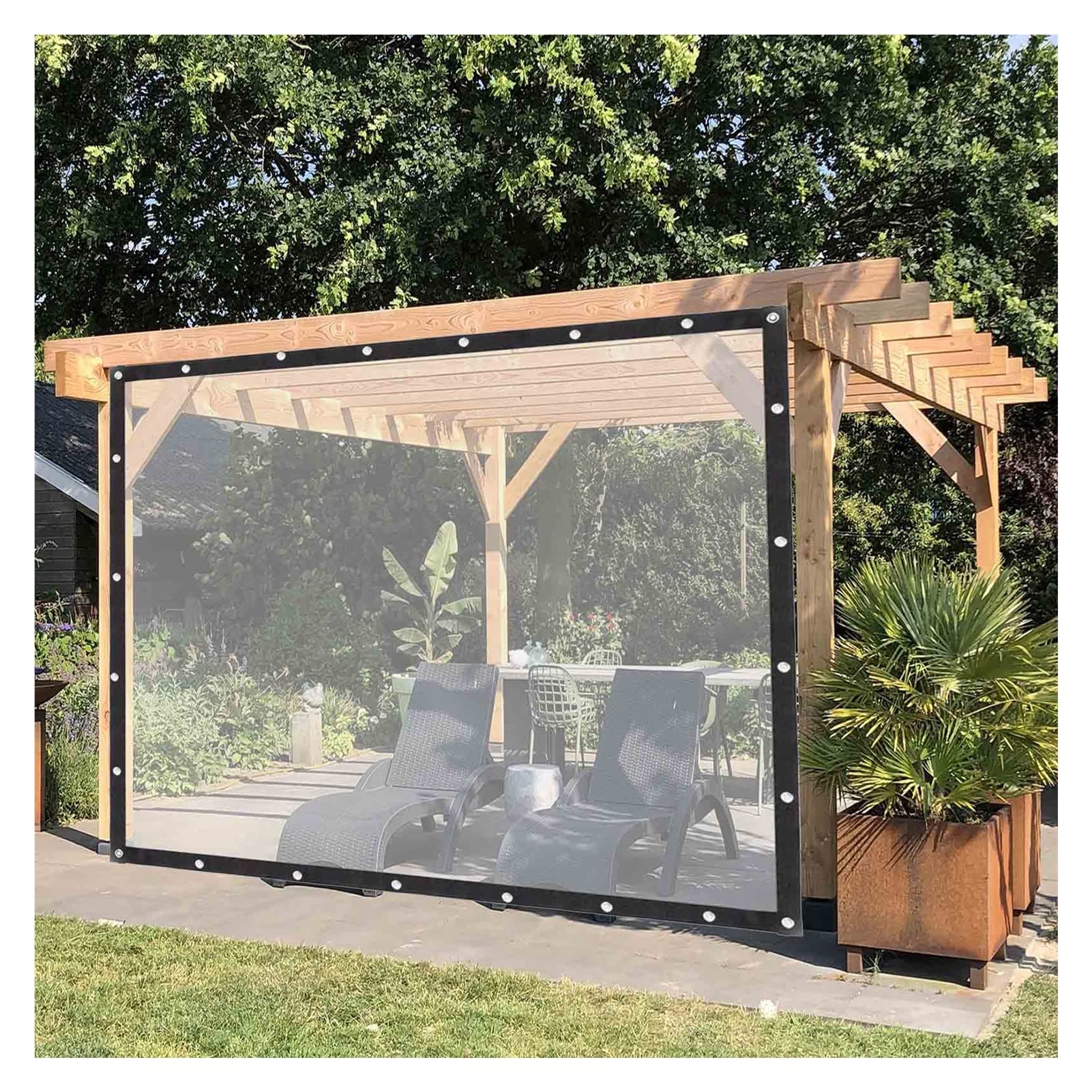 GJZQDKX Outdoor Clear Curtains with GrommetsFoldable Tarpaulin Side Panels for Garden Plant FurnitureCustomizable and Durable(5x9m)