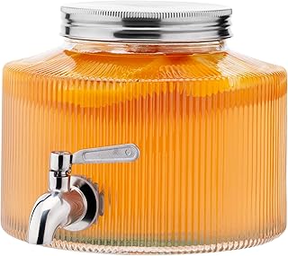 Navaris Getränkespender mit Zapfhahn - Bowle Gefäß mit Deckel - Getränkespender Glas mit Zapfhahn - Wasserspender Glas - Limonadenspender - Saftspender - 2,7 Liter